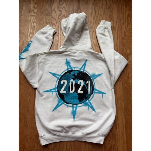 Slipknot Hoodie Sweatshirt Men’s Size Medium 2021‎ Tour White Blue - Picture 2 of 5